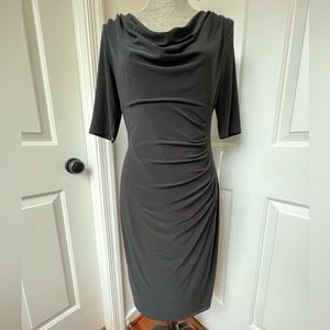 NWT Ralph Lauren Womens Drape Neck Sheath Dress Black Size 10